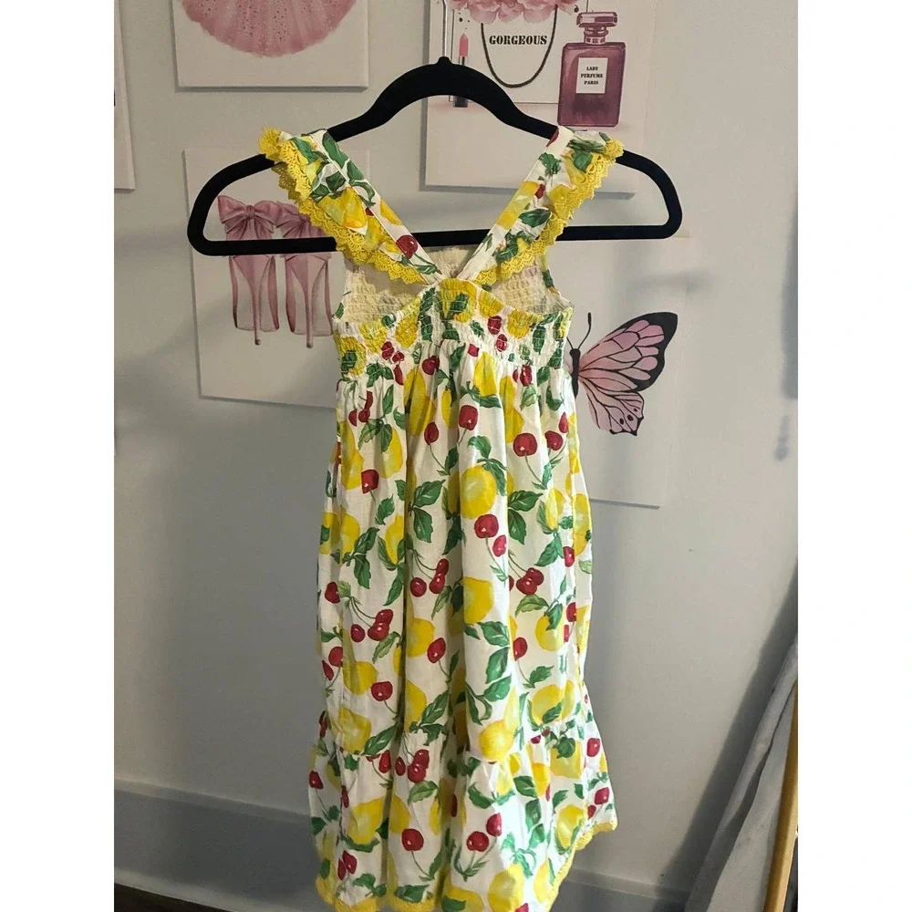 Luella Frill Maxi Sundress Ivory Lemons and Cherries